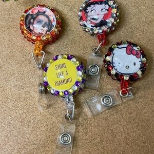 Badge Reels Betty Boop, Hello Kitty, shine like a diamond, sugar skull Set/4 New